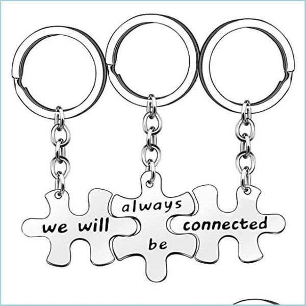 keychains 3pcs/set stainless steel keychains creative carved "we will always be connected" puzzle pendant keyrings charm c bdejewe, Silver
keychains 3pcs/set stainless steel keychains creative carved "we will always be connected" puzzle pendant keyrings charm c bdejewe, Silver