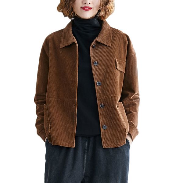 women s jackets spring coats fashion corduroy jacket loose wild short overcoat plus size female windbreakers vintage 220905, Black;brown
women s jackets spring coats fashion corduroy jacket loose wild short overcoat plus size female windbreakers vintage 220905, Black;brown
