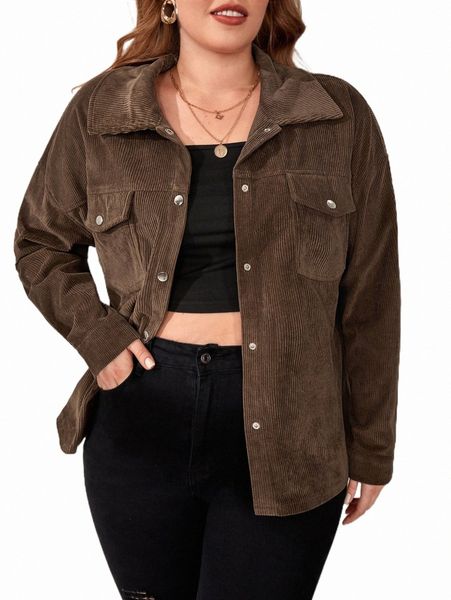 plus size outerwear & coats plus flap pocket drop shoulder corduroy jacket e6h8#, Black
plus size outerwear & coats plus flap pocket drop shoulder corduroy jacket e6h8#, Black