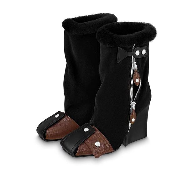 2022 lady women sheepskin leather ankle boots suede chuckly high heels square toe half knee catwalk rivets zipper shoes martin size 34-45 mi, Black
2022 lady women sheepskin leather ankle boots suede chuckly high heels square toe half knee catwalk rivets zipper shoes martin size 34-45 mi, Black