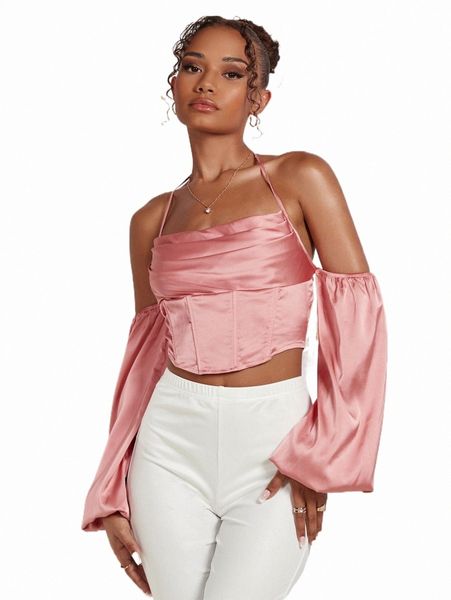 women's blouses & shirts bae draped front tie back lantern sleeve curved hem d8ha#, White
women's blouses & shirts bae draped front tie back lantern sleeve curved hem d8ha#, White