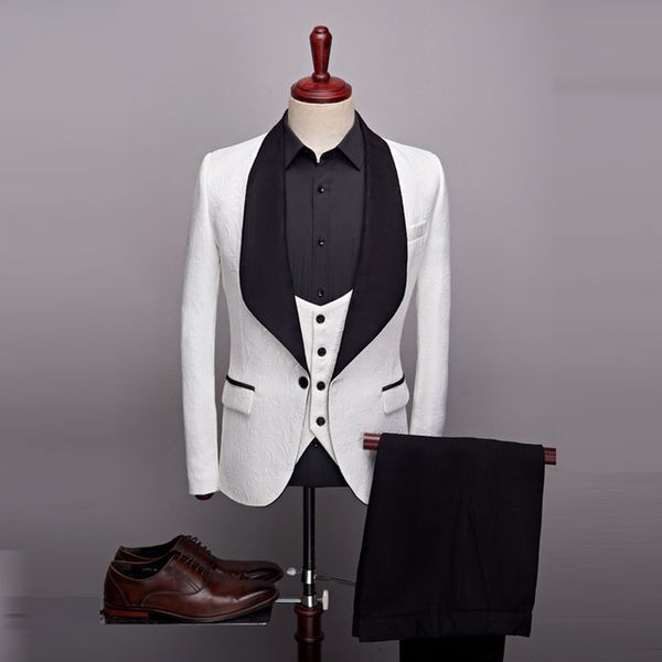 white and black blazer man wedding tuxedos suit 2022 blazers jacket pants vest trousers jacquard 3 pieces waistcoat slim bussiness men prom, Black;gray
white and black blazer man wedding tuxedos suit 2022 blazers jacket pants vest trousers jacquard 3 pieces waistcoat slim bussiness men prom, Black;gray