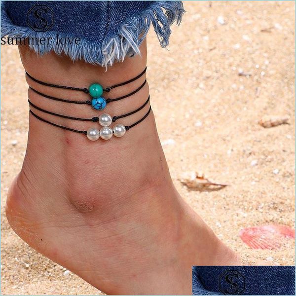 anklets 4pcs/set new pearl blue green white turquoise anklet for women bohemian handmade woven wax rope adjustable bracelet newdhdhzza, Red;blue
anklets 4pcs/set new pearl blue green white turquoise anklet for women bohemian handmade woven wax rope adjustable bracelet newdhdhzza, Red;blue