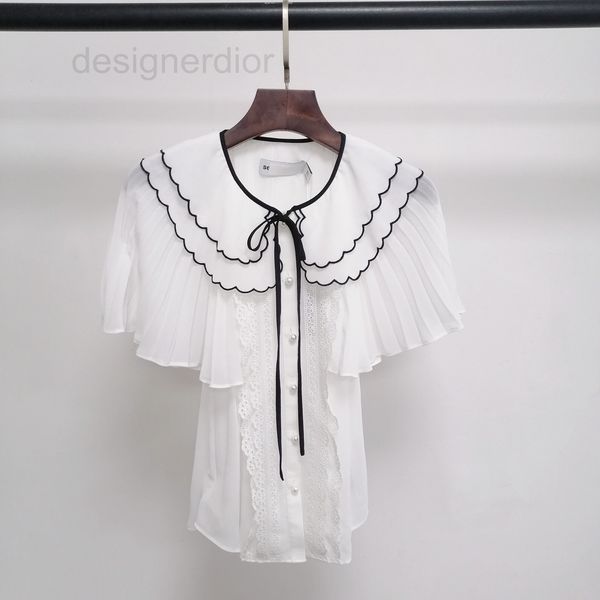 women's blouses & shirts designer fadan sp's new tie lace collar short sleeve shirt in spring and summer of 22 years onxa, White
