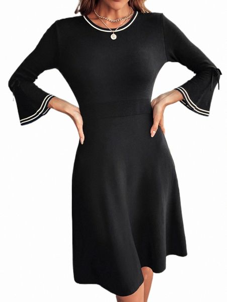 women's sweaters knit mix contrast trim flounce sleeve knot detail sweater dress 24dd#, White;black
women's sweaters knit mix contrast trim flounce sleeve knot detail sweater dress 24dd#, White;black