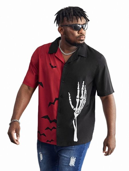 men's casual shirts extended sizes men two tone skeleton print shirt l1om#, White;black
men's casual shirts extended sizes men two tone skeleton print shirt l1om#, White;black