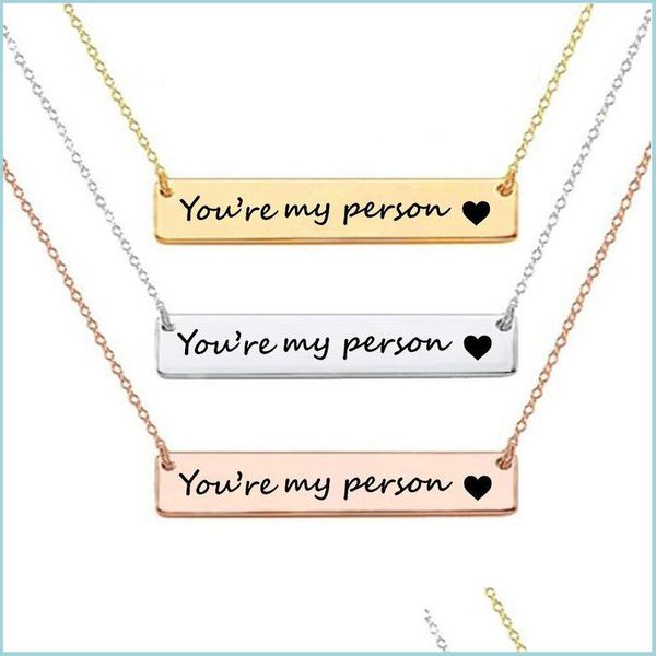 pendant necklaces creative stainless steel necklace for women carved you are my person bar charm party jewelry drop delivery bdehome dhbco, Silver
pendant necklaces creative stainless steel necklace for women carved you are my person bar charm party jewelry drop delivery bdehome dhbco, Silver