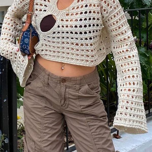 women's sweaters cuteandpsycho y2k hollow out cropped knit smock vintage loose distressed crochet pullovers casual fairycore chic crop, White;black
women's sweaters cuteandpsycho y2k hollow out cropped knit smock vintage loose distressed crochet pullovers casual fairycore chic crop, White;black