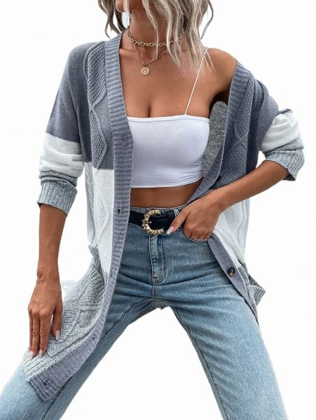 women's sweaters color block double pocket cable knit cardigan w4ur#, White;black
women's sweaters color block double pocket cable knit cardigan w4ur#, White;black