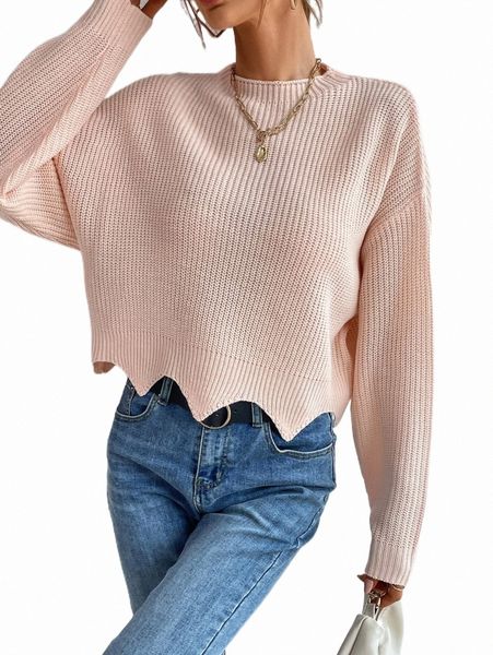 women's sweaters wave hem drop shoulder sweater l6tc#, White;black
women's sweaters wave hem drop shoulder sweater l6tc#, White;black