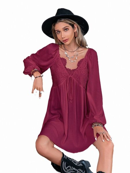 casual dresses rusttydustty contrast guipure lace tie front lantern sleeve smock dress h9oz#, Black;gray
casual dresses rusttydustty contrast guipure lace tie front lantern sleeve smock dress h9oz#, Black;gray