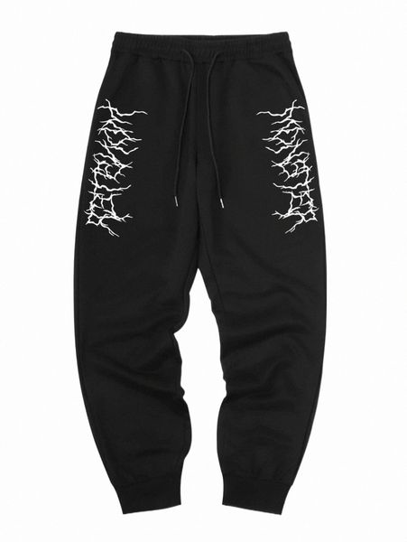 men's pants romwe guys letter graphic sweatpants t8at#, Black