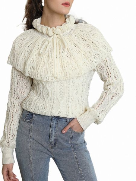 women's sweaters mod drawstring ruffle neck overlay pointelle knit sweater p2et#, White;black
women's sweaters mod drawstring ruffle neck overlay pointelle knit sweater p2et#, White;black