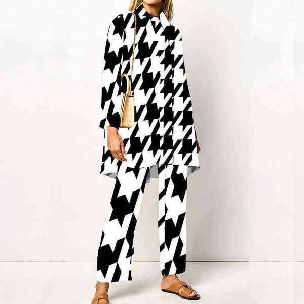 women's two piece pants fall retro pattern print long sleeve suit fashion street outfit lady turn-down collar shirt straight pant casua, White
women's two piece pants fall retro pattern print long sleeve suit fashion street outfit lady turn-down collar shirt straight pant casua, White