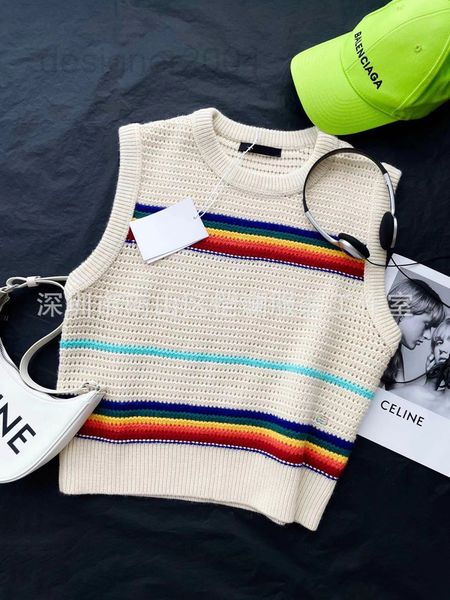 women's knits & tees designer nanyou sweden ac2022 autumn winter new contrast rainbow stripe round neck knitted vest 8sb0, White
women's knits & tees designer nanyou sweden ac2022 autumn winter new contrast rainbow stripe round neck knitted vest 8sb0, White