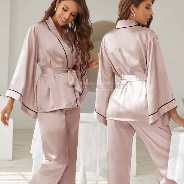rayon loungewear elastic waist home clothes v-neck sleepwear with belt women two, Black;red
rayon loungewear elastic waist home clothes v-neck sleepwear with belt women two, Black;red