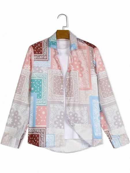 men's casual shirts romwe guys paisley scarf print shirt without tee j00o#, White;black
men's casual shirts romwe guys paisley scarf print shirt without tee j00o#, White;black