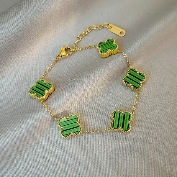 luxury double side clover charm bracelet jewelry, Golden;silver