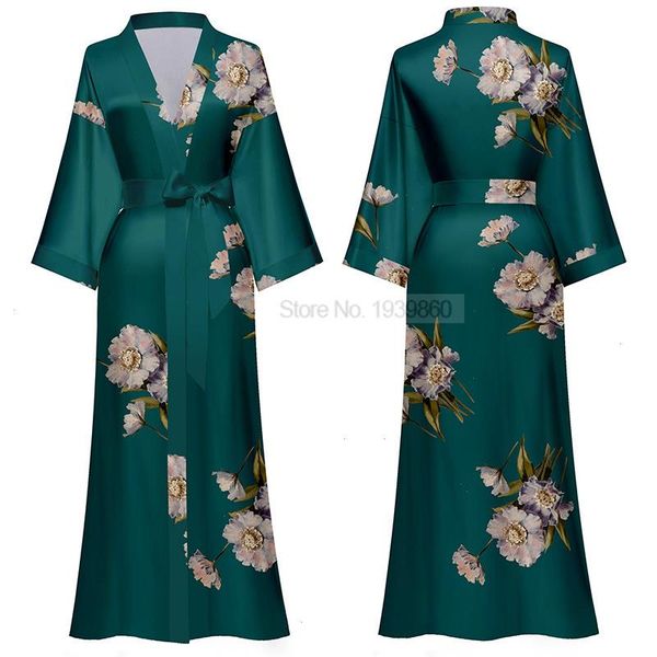 print flower sleepwear summer long nightgown satin kimono robe gown women, Black;red
print flower sleepwear summer long nightgown satin kimono robe gown women, Black;red
