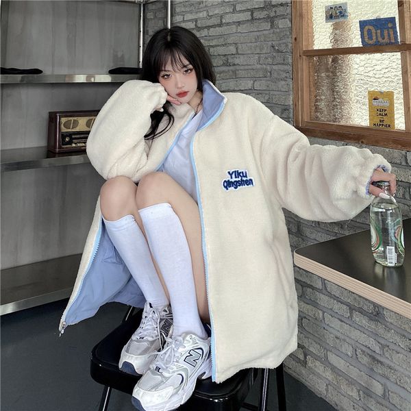 women s jackets korean winter wear on both sides tooling coat harajuku contrast letter jacket vintage zipper lambswool keep warm cotton clot, Black;brown
women s jackets korean winter wear on both sides tooling coat harajuku contrast letter jacket vintage zipper lambswool keep warm cotton clot, Black;brown