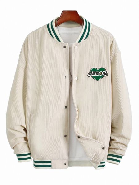 men's jackets men 1pc heart & letter embroidery contrast trim corduroy bomber jacket i0k6#, Black;brown
men's jackets men 1pc heart & letter embroidery contrast trim corduroy bomber jacket i0k6#, Black;brown