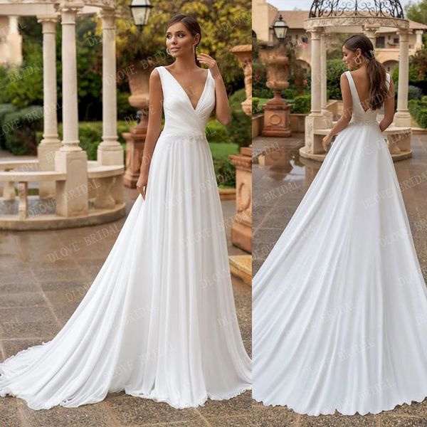 v-neck beach wedding dress beaded boho backless bride dresses sweep train wedding gown customized 2022 new, White
v-neck beach wedding dress beaded boho backless bride dresses sweep train wedding gown customized 2022 new, White
