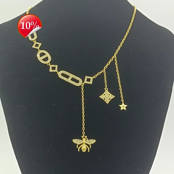 luxury design women's necklace d-di new home cd diamond inlaid letter bee star light temperament high sense collarbone neck chain ins, Silver
luxury design women's necklace d-di new home cd diamond inlaid letter bee star light temperament high sense collarbone neck chain ins, Silver