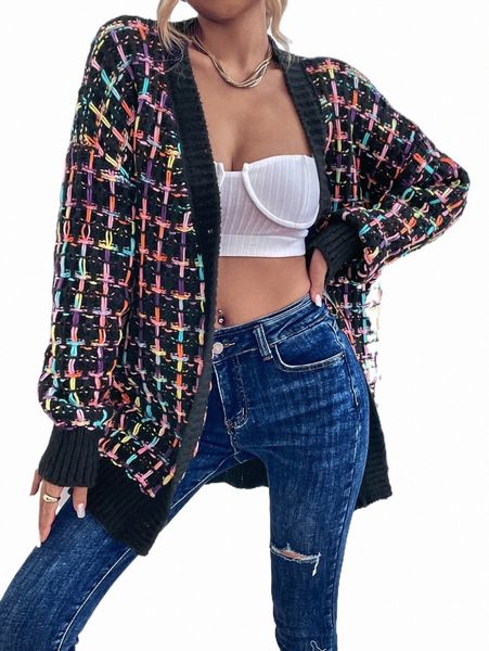 women's sweaters plaid pattern drop shoulder duster cardigan 444o#, White;black
women's sweaters plaid pattern drop shoulder duster cardigan 444o#, White;black