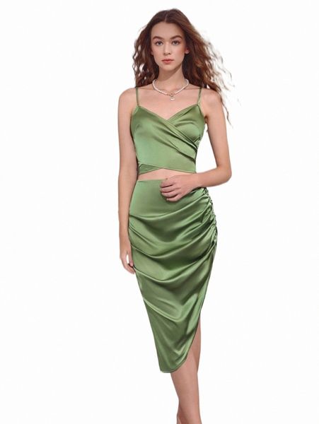 two piece dress mod crossover satin cami & ruched asymmetrical skirt e1vz#, White
two piece dress mod crossover satin cami & ruched asymmetrical skirt e1vz#, White