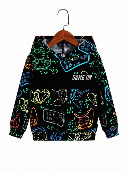 others apparel toddler boys gamepad & letter graphic hoodie f74f#, Black;white