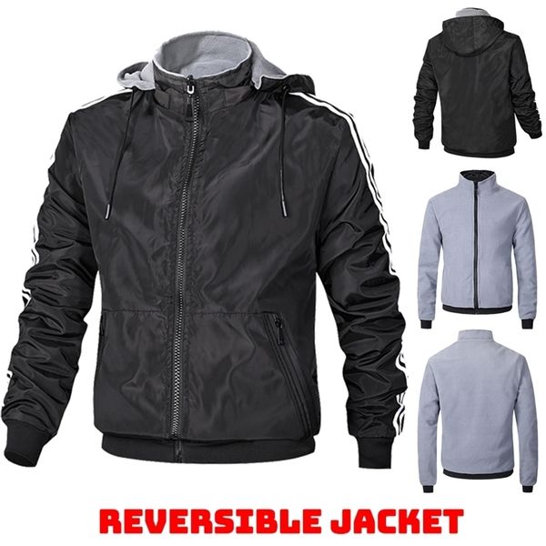 mens jackets reversible zip sport hooded with fleece lining coat 220902, Black;brown
mens jackets reversible zip sport hooded with fleece lining coat 220902, Black;brown