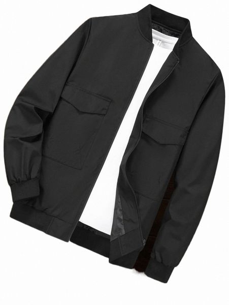 men's jackets men 1pc zip up flap pockets bomber jacket e91t#, Black;brown 
men's jackets men 1pc zip up flap pockets bomber jacket e91t#, Black;brown