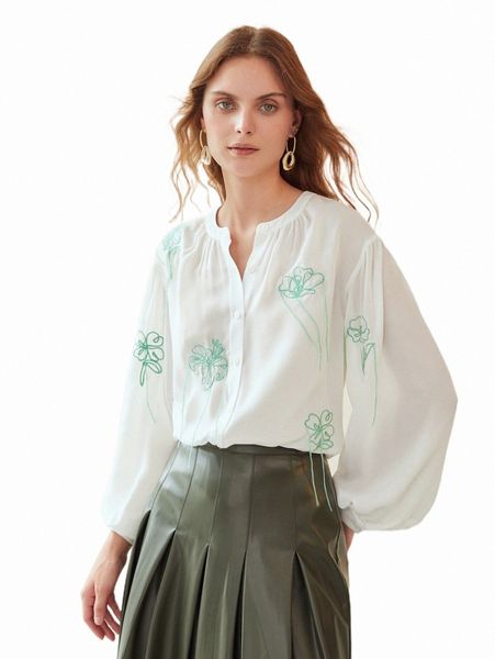 women's blouses & shirts motf premium viscose floral embroidery blouse o3s1#, White
women's blouses & shirts motf premium viscose floral embroidery blouse o3s1#, White