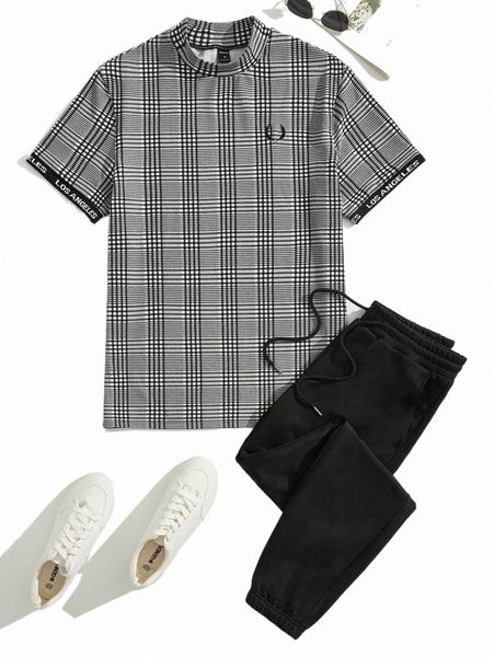 men's tracksuits men plaid mock neck tee & drawstring waist sweatpants set q8l4#, Gray
men's tracksuits men plaid mock neck tee & drawstring waist sweatpants set q8l4#, Gray