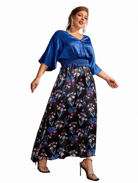 plus size dresses plus v neck shirred waist blouse & floral print skirt h6es#, Black
plus size dresses plus v neck shirred waist blouse & floral print skirt h6es#, Black