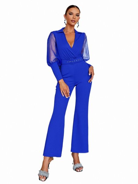 women's jumpsuits & rompers glamaker contrast mesh bishop sleeve belted flare leg jumpsuit s5wk#, Black;white
women's jumpsuits & rompers glamaker contrast mesh bishop sleeve belted flare leg jumpsuit s5wk#, Black;white