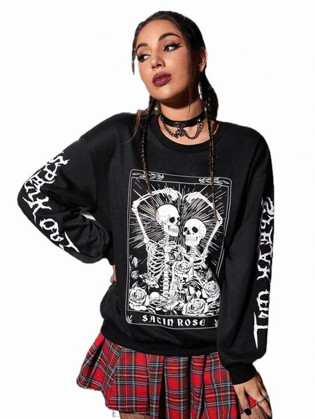 women's hoodies & sweatshirts skull & letter graphic drop shoulder sweatshirt d1v1#, Black
women's hoodies & sweatshirts skull & letter graphic drop shoulder sweatshirt d1v1#, Black