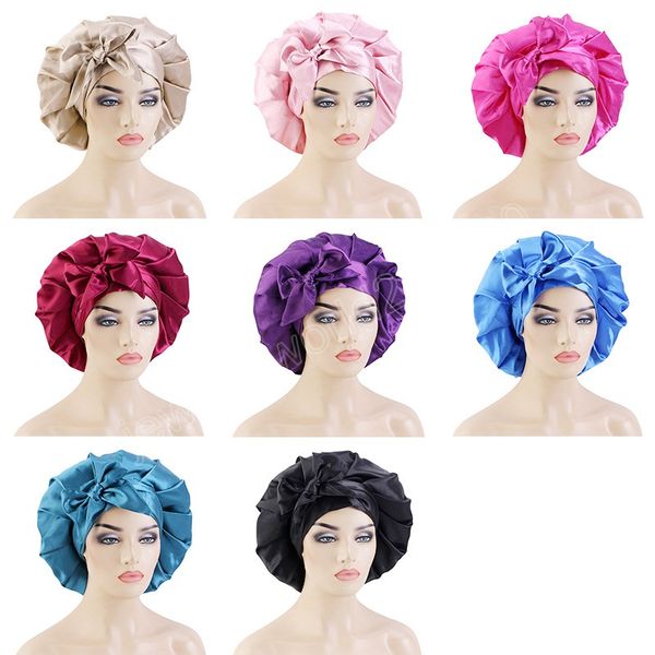 women satin sleep cap with tied band silky bonnet night sleeping curly hair care turban shower cap solid color head wrap, Blue;gray
women satin sleep cap with tied band silky bonnet night sleeping curly hair care turban shower cap solid color head wrap, Blue;gray