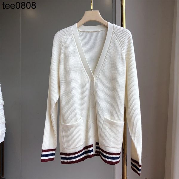 strongly recommend celinss sweater home knitted cardigan women's new college style v-neck stripe medium length sweater jacket in early, White;black
strongly recommend celinss sweater home knitted cardigan women's new college style v-neck stripe medium length sweater jacket in early, White;black