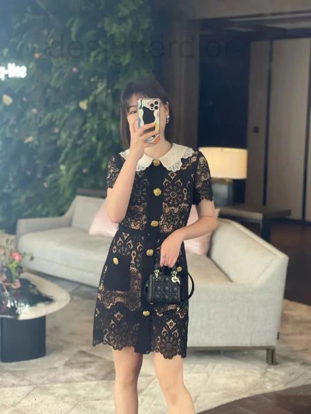 casual dresses designer fadan sp's 22-year-old baby collar small fragrance hollow button decoration belt lace dress k94o, Black;gray
casual dresses designer fadan sp's 22-year-old baby collar small fragrance hollow button decoration belt lace dress k94o, Black;gray