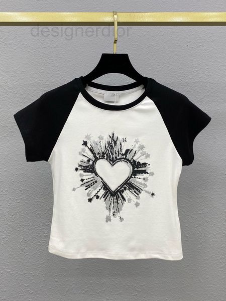 women's hoodies & sweatshirts designer niche design color contrast splicing love printing short t-shirt versatile slim round neck sleev, Black
women's hoodies & sweatshirts designer niche design color contrast splicing love printing short t-shirt versatile slim round neck sleev, Black