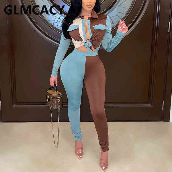 women's two piece pants 2 pieces pants sets women color block pockets design shirt pants sets t220902, White
women's two piece pants 2 pieces pants sets women color block pockets design shirt pants sets t220902, White