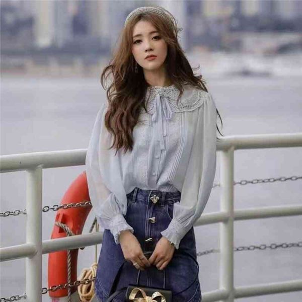 women's blouses shirts french single sp home lace shirt female summer niche design sense advanced doll neck long sleeve lining, White
women's blouses shirts french single sp home lace shirt female summer niche design sense advanced doll neck long sleeve lining, White