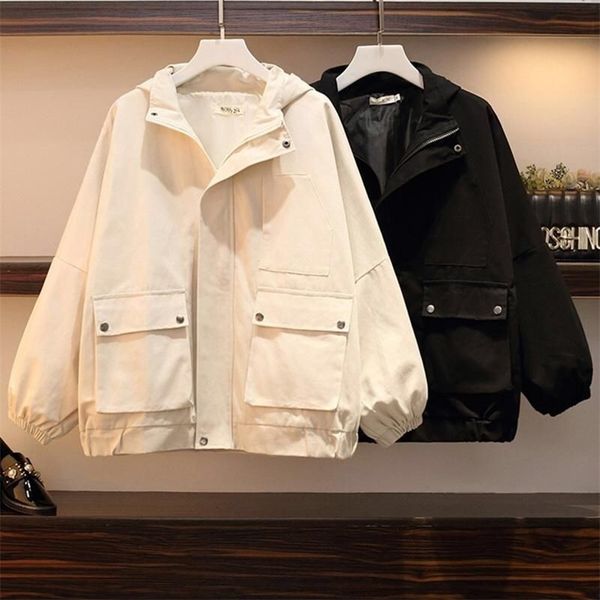 women s jackets autumn women jacket hooded pocket zipper loose casual windbreaker female coats outerwear p745 220905, Black;brown
women s jackets autumn women jacket hooded pocket zipper loose casual windbreaker female coats outerwear p745 220905, Black;brown