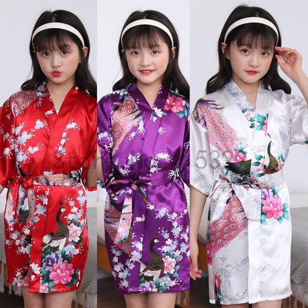 print peacock children kimono robe womens sleepwear loungewear satin flower, Black;red
print peacock children kimono robe womens sleepwear loungewear satin flower, Black;red