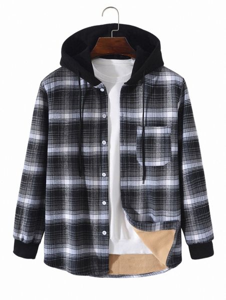 men's down & parkas men 1pc plaid print drawstring thermal lined hooded overcoat v3sd#, Black
men's down & parkas men 1pc plaid print drawstring thermal lined hooded overcoat v3sd#, Black