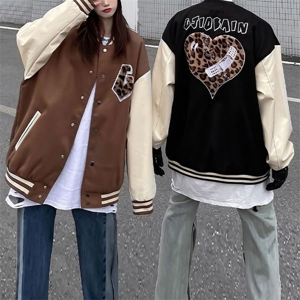 womens jackets leopard heart embroidery bomber jacket womens vintage pu leather baseball jacket spring couple aesthetic oversized coats 2209, Black;brown
womens jackets leopard heart embroidery bomber jacket womens vintage pu leather baseball jacket spring couple aesthetic oversized coats 2209, Black;brown