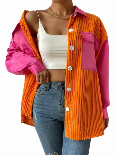 women's down & parkas colorblock flap pocket drop shoulder corduroy coat 035q#, Black
women's down & parkas colorblock flap pocket drop shoulder corduroy coat 035q#, Black