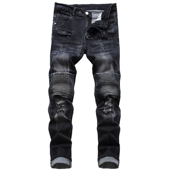 men's distressed ripped skinny jeans mens slim motorcycle moto biker causal denim pants hip hop men y2ne, Blue
men's distressed ripped skinny jeans mens slim motorcycle moto biker causal denim pants hip hop men y2ne, Blue