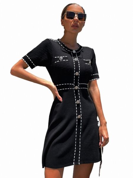 women's sweaters knit mix contrast trim button detail sweater dress g4xl#, White;black
women's sweaters knit mix contrast trim button detail sweater dress g4xl#, White;black